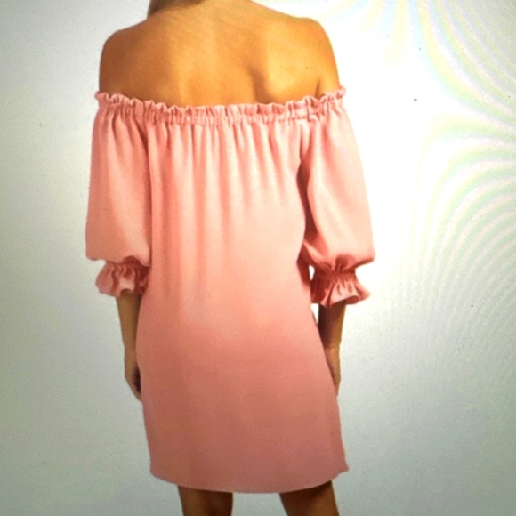 Trina Turk Shift Dress Equinox off shoulder style bubblegum pink size Small - Picture 9 of 9